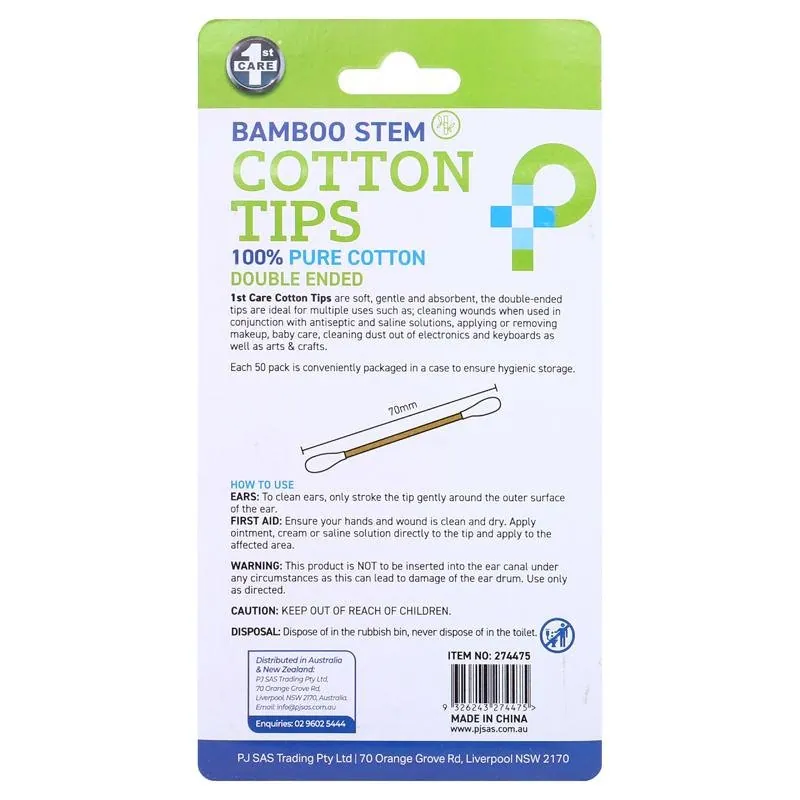 Cotton Tip Applicators with Bamboo Stem 2 X 50pc Packs (100pk) Including Case (Double Ended) – image 3