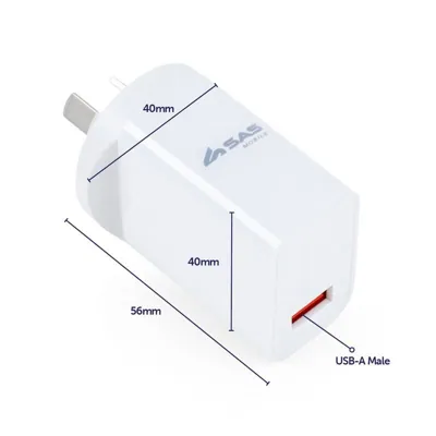 Charger 1-Port Usb-a 18W White (Compatible with iPhones and Android Devices)