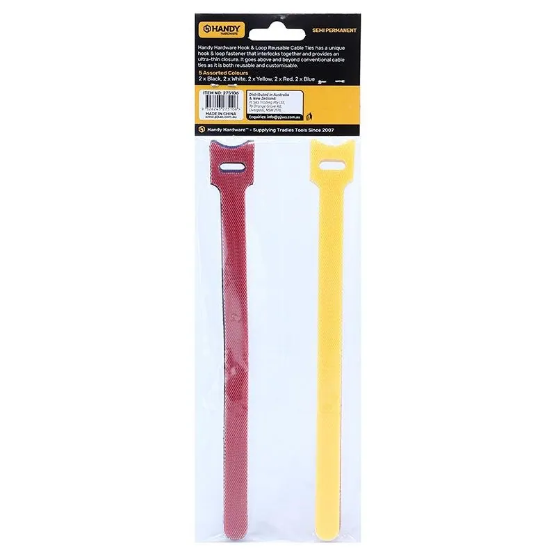 Cable Straps Hook & Loop Tie Assorted Colours 12mm X 200mm 10pc – image 3