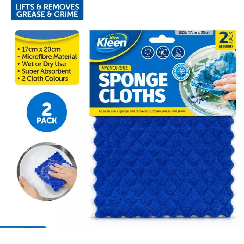 Sponge Core Microfibre Cloth 17cm X 20cm 2pk Blue & White – image 4