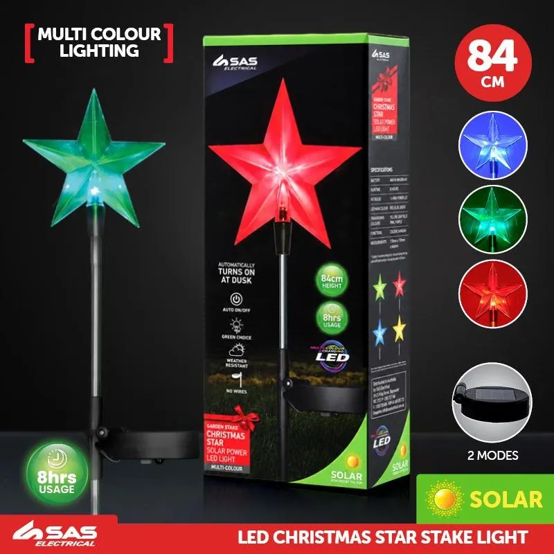 Christmas Stake Light Solar Star 11cm X 84cm 1 LED Colour Multi Colour 1 Function Colour Changing – image 4