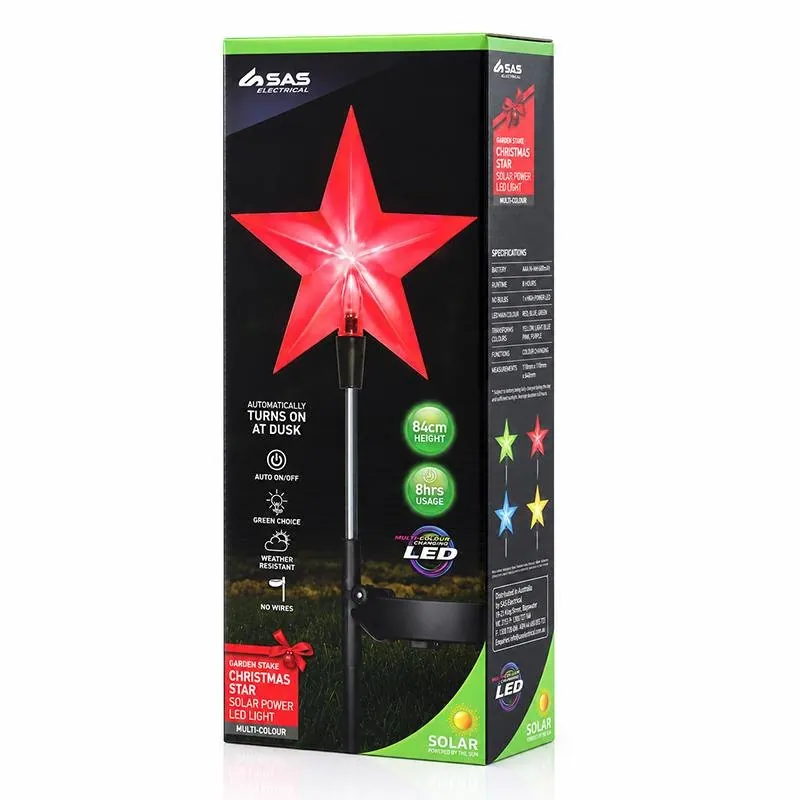 Christmas Stake Light Solar Star 11cm X 84cm 1 LED Colour Multi Colour 1 Function Colour Changing – image 3
