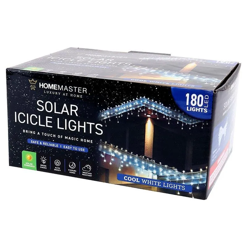 Christmas Icicle Light Solar 180LED 7.3m Total Length Cool White 2 Functions – image 3