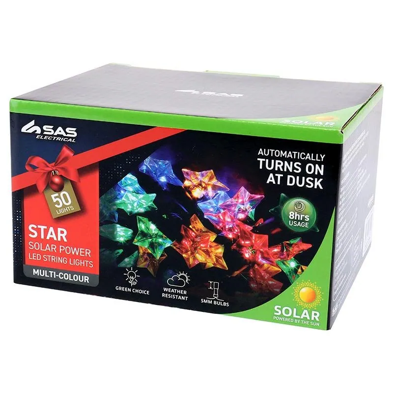 Christmas Fairy String Light Solar Star 50LED 6.5m Total Length Multi Colour 2 Functions – image 3