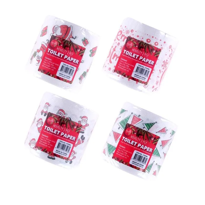 Toilet Paper Novelty Christmas 18m 10cm X 10cm 180 Sheets 2ply 4 Assorted Designs – image 3