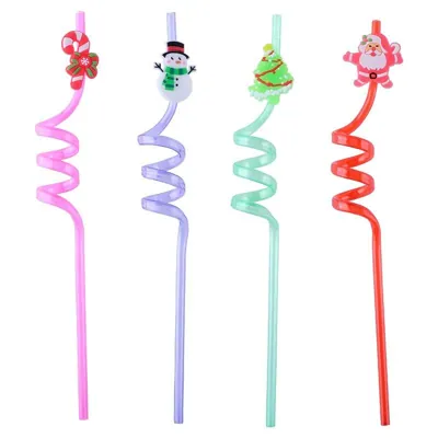 Straws Reusable Twist Christmas 3pk 26cm 6 Assorted Designs