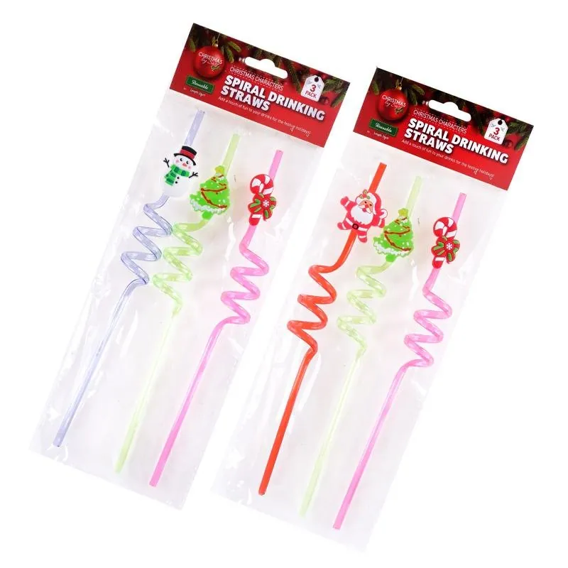 Straws Reusable Twist Christmas 3pk 26cm 6 Assorted Designs – image 3