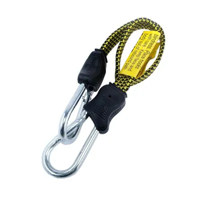 Bungee Cord Heavy Duty Flat with Carabiner Yellow 50cm (l) X 1.7cm (w) X 0.4cm (d)