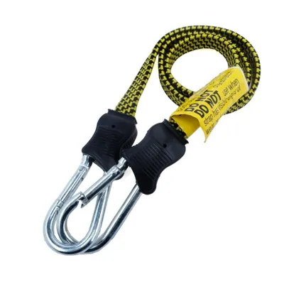 Bungee Cord Heavy Duty Flat with Carabiner Yellow 75cm (l) X 1.7cm (w)