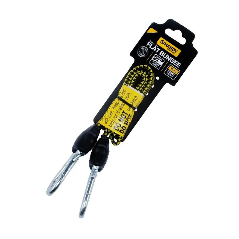 Bungee Cord Heavy Duty Flat with Carabiner Yellow 75cm (l) X 1.7cm (w) – image 3