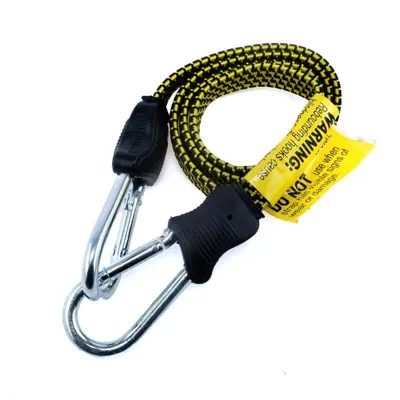Bungee Cord Heavy Duty Flat with Carabiner Yellow 100cm (l) X 1.7cm (w)