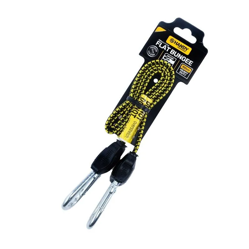 Bungee Cord Heavy Duty Flat with Carabiner Yellow 100cm (l) X 1.7cm (w) – image 3