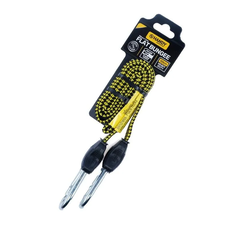 Bungee Cord Heavy Duty Flat with Carabiner Yellow 125cm (l) X 1.7cm (w) – image 3
