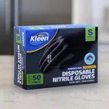 Gloves Powder Free Disposable - Nitrile - Black - Small 50pk (Length 240mm X Palm Width 85mm X Thickness 0.10mm) – image 2