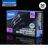 Gloves Powder Free Disposable - Nitrile - Black - XLarge 50pk (Length 245mm X Palm Width 110mm X Thickness 0.10mm) – image 3