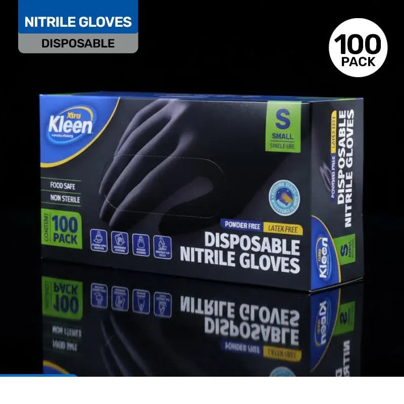 Gloves Powder Free Disposable - Nitrile - Black - Small 100pk (Length 240mm X Palm Width 85mm X Thickness 0.10mm) – image 3