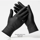 Gloves Powder Free Disposable - Nitrile - Black - Medium 100pk (Length 240mm X Palm Width 95mm X Thickness 0.10mm) – image 1