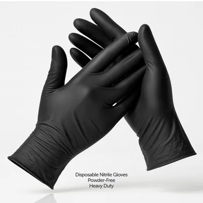 Gloves Powder Free Disposable - Nitrile - Black - Medium 100pk (Length 240mm X Palm Width 95mm X Thickness 0.10mm)