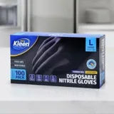Gloves Powder Free Disposable - Nitrile - Black - Large 100pk (Length 245mm X Palm Width 105mm X Thickn Ess 0.10mm) – image 2