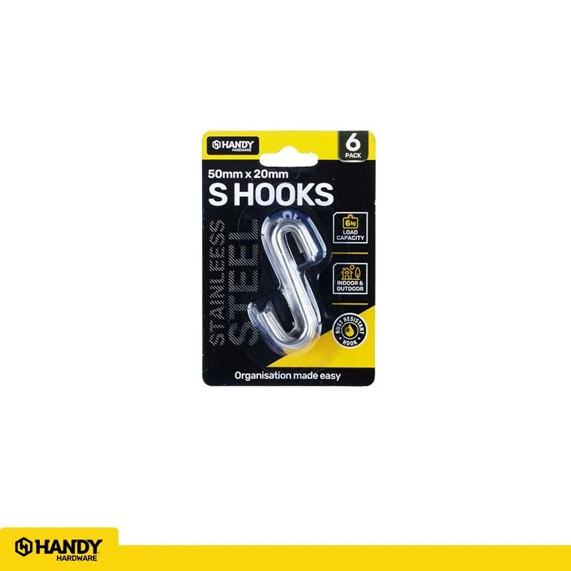 S Hook Stainless Steel Xxs 50mm X 20mm X 3mm 6pk – image 4