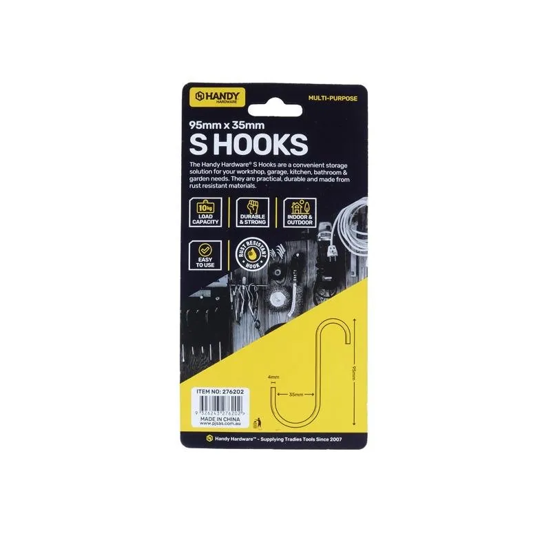 S Hook Zinc Plated Steel 95mm X 35mm X 4mm (s) 4pk – image 3