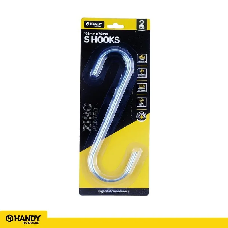 S Hook Zinc Plated 195mm X 70mm X 4mm (l) 2pk – image 4