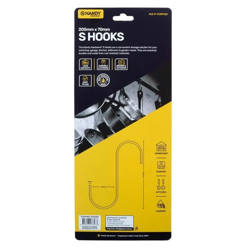 S Hook Zinc Plated Steel 205mm X 70mm X 4mm (xl) 2pk – image 3