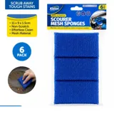 Mesh Sponge Scourer 11cm X 8cm X 1.5cm - 6pk - Blue – image 4