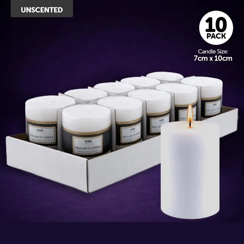 Candle Unscented Pillar Flat Top 7cm X 10cm – image 4