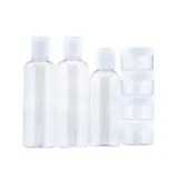 Refillable Toiletry Travel Bottle & Jar Set 7pc with PVC Resealable Bag - Includes: 2x 100ml Flip Top Bottles, 1x 80ml Flip Top Bottle, 4x 10ml Jars & Carry Case – image 1