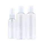 Refillable Toiletry Travel Bottle Set 3pc with Clear Resealable PVC Bag - Includes: 2x 100ml Flip Top, 1x 50ml Spray Bottle, Carry Bag – image 1