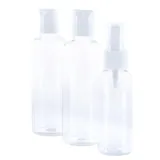 Refillable Toiletry Travel Bottle Set 3pc with Clear Resealable PVC Bag - Includes: 2x 100ml Flip Top, 1x 50ml Spray Bottle, Carry Bag – image 2