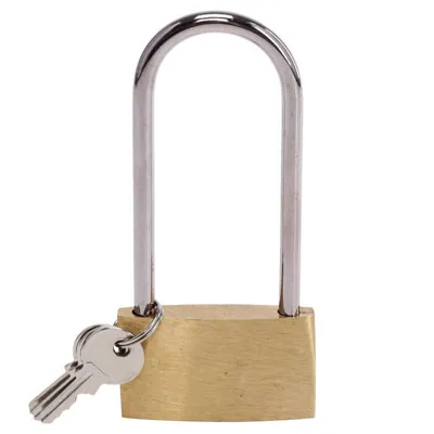 Padlock Solid Brass Long Shackle 37mm Includes 3 Keys 1pk