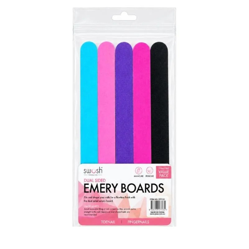 Nail File Emery Boards 5pk - Double Sided - 5 Colours Per Pack (81301) – image 4