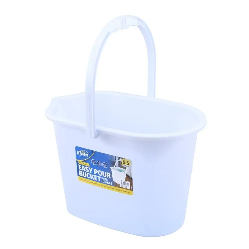 Multi Purpose Bucket with Handle and Easy Pour Spout - 9.5l 34cm (l) X 21cm (w) X 24cm (h) - White - Plastic – image 3