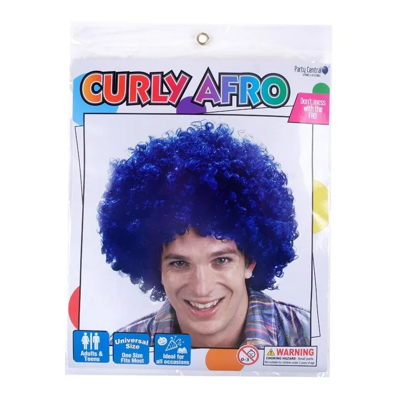 Wig Curly Afro Adults Black, Purple, Red, Blue, Green, Pink – image 3