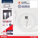 Charge & Sync USB a To 8 Pin PVC Cable - Suitable for iPhone Devices - White - 2 Metre – image 3