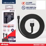Charge & Sync USB a To 8 Pin Polyester Cable - Suitable for iPhone Devices - Grey & Black Assorted - 2 Metre – image 3