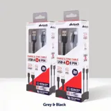 Charge & Sync USB a To 8 Pin Polyester Cable - Suitable for iPhone Devices - Grey & Black Assorted - 2 Metre – image 2