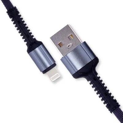 Charge & Sync USB a To 8 Pin Polyester Cable - Suitable for iPhone Devices - Grey & Black Assorted - 2 Metre