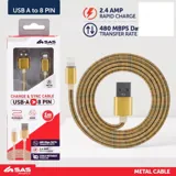 Charge & Sync USB a To 8 Pin Metal Cable - Suitable for iPhone Devices - Black, Rose Gold & Gold Assorted - 1 Metre – image 3