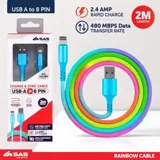 Charge & Sync USB a To 8 Pin Rainbow Polyester Cable - Suitable for iPhone Devices- 2 Metre – image 3