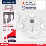 Charge & Sync USB a To 8 Pin PVC Cable - Suitable for iPhone Devices - White - 1 Metre – image 3