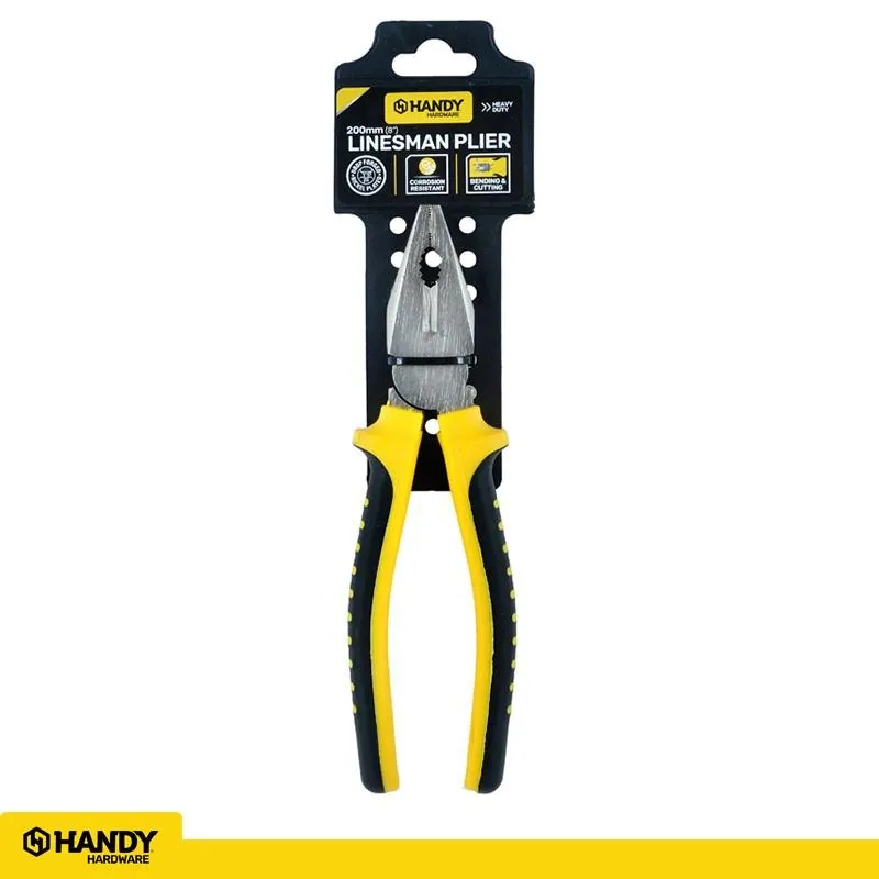 Plier Premium Linesman Comfort Grip Handle Black & Yellow 200mm – image 4