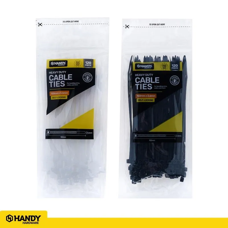 Cable Ties Black & Clear Assorted in Carton 150mm X 3.6mm 120pc – image 3