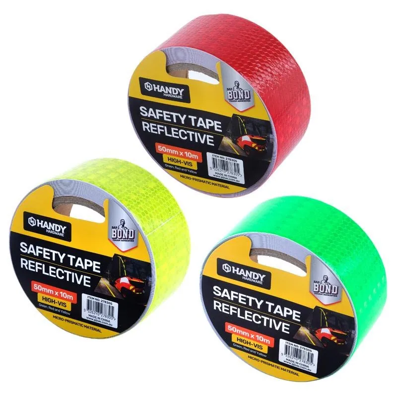 Tape Reflective 3 Assorted Colours, Green, Red Yellow 50mm X 10m – image 3