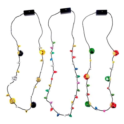 Christmas Light Up Necklace LED 3 Assorted Designs 3 Functions Requires: 4xAG3 Batteries (Included)