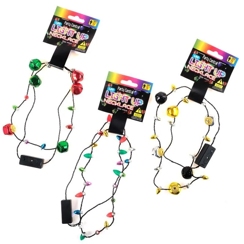 Christmas Light Up Necklace LED 3 Assorted Designs 3 Functions Requires: 4xAG3 Batteries (Included) – image 2