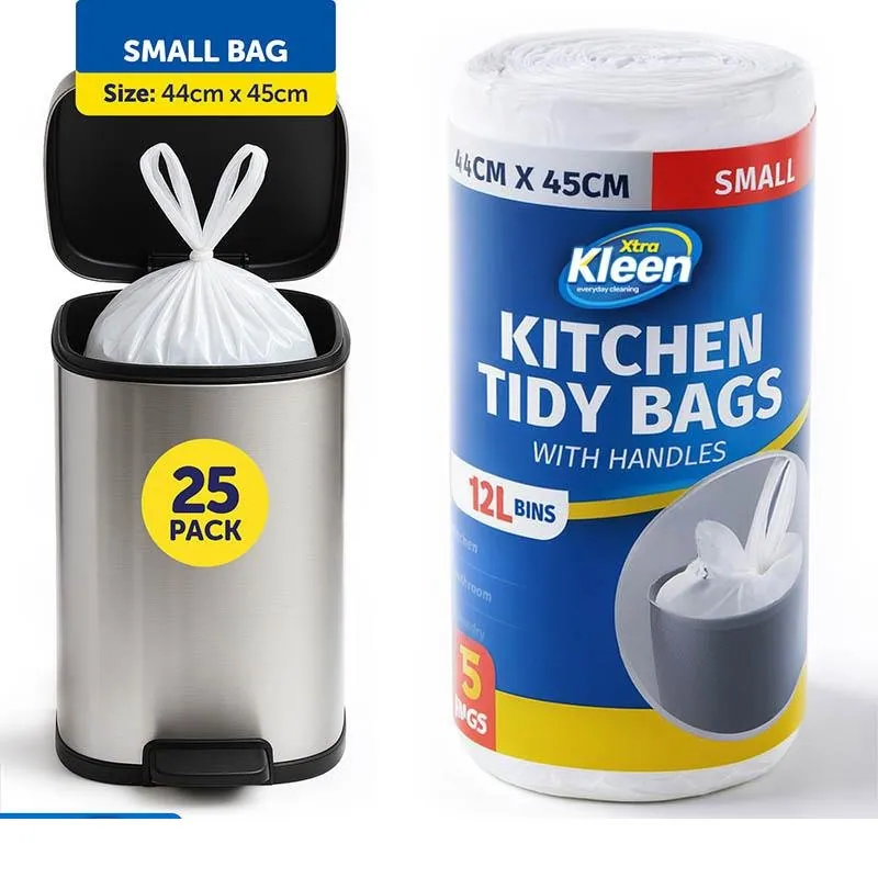 Garbage Bags Kitchen Tidy with Handle 12l - 25pk - 44cm X 45cm - White – image 3