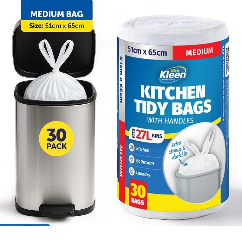 Garbage Bags Kitchen Tidy with Handle 27l - 30pk - 51cm X 65cm - White – image 3